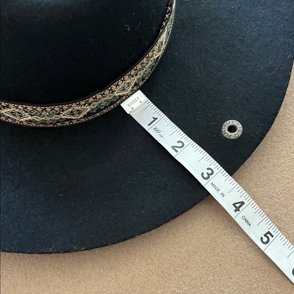 Peter Grimm Black Fedora Hat Unisex Style, 100% Wool Felt, Embellished Band -OS